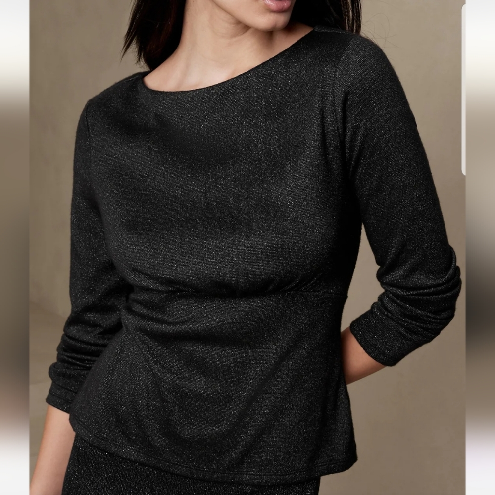 Banana Republic Knit Lurex Top black size s womens